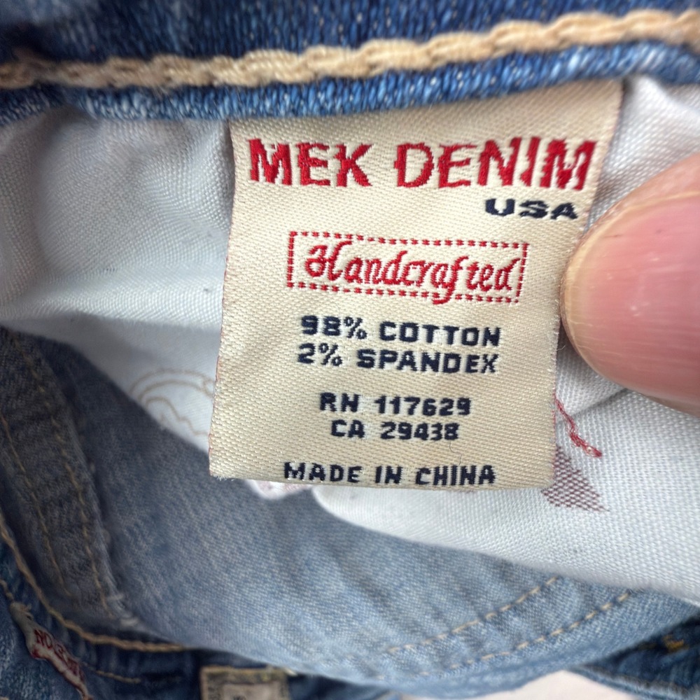 MEK Denim Princeton Jeans Womens 27 Embroidered Straight Light Blue Y2K W1PRINS4 - Picture 4 of 11